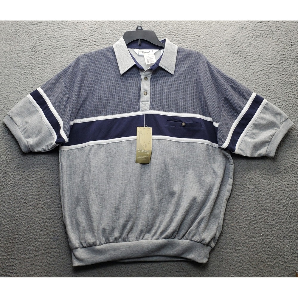 Classics By Palmland Rugby Shirt Mens XL Multi Performance Short Sleeve Popover